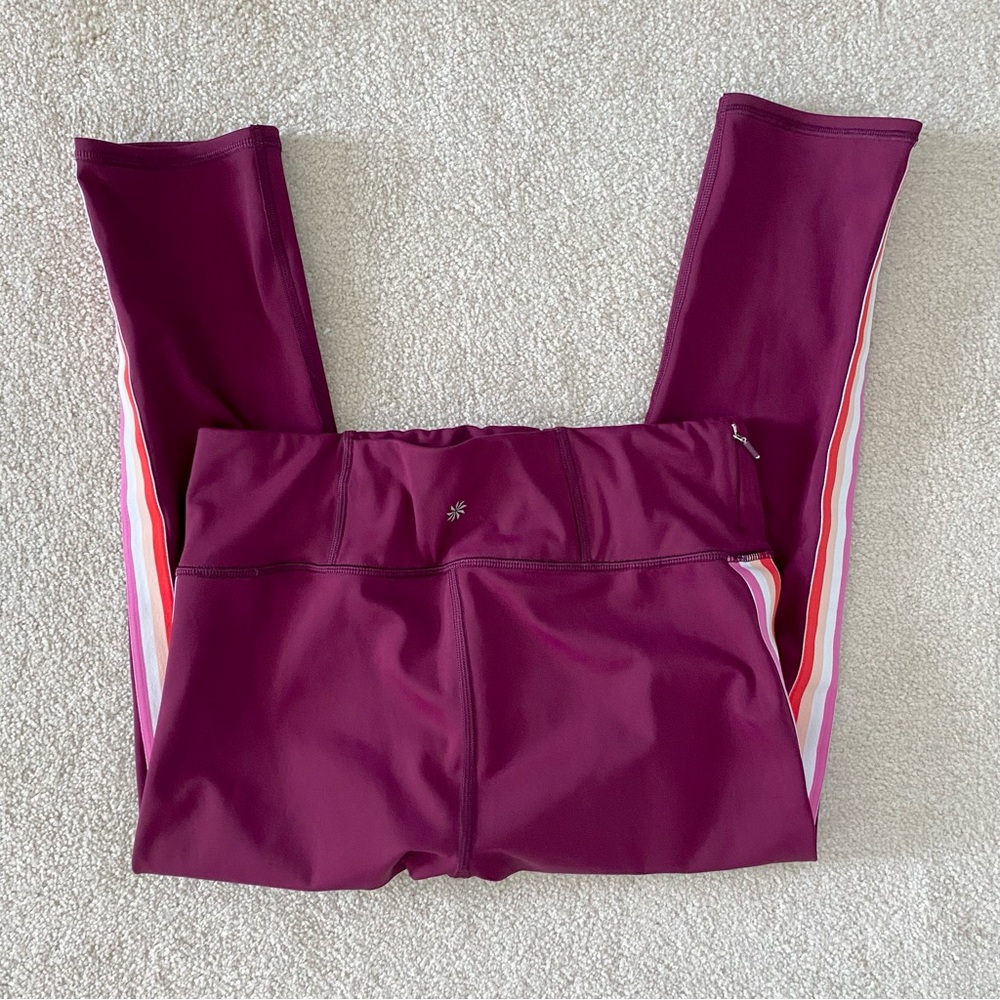 NEW Athleta Contender Side Stripe Powerlift Leggings, Beach Plum Sz S - Picture 8 of 11